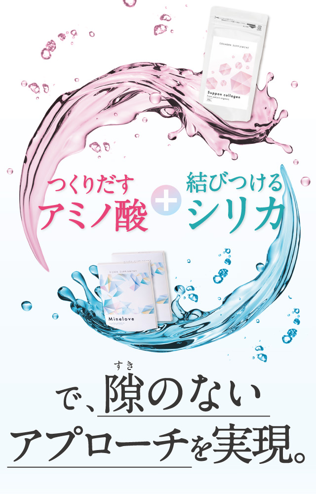 つくりだすアミノ酸＋結びつけるシリカで隙のないアプローチを実現。